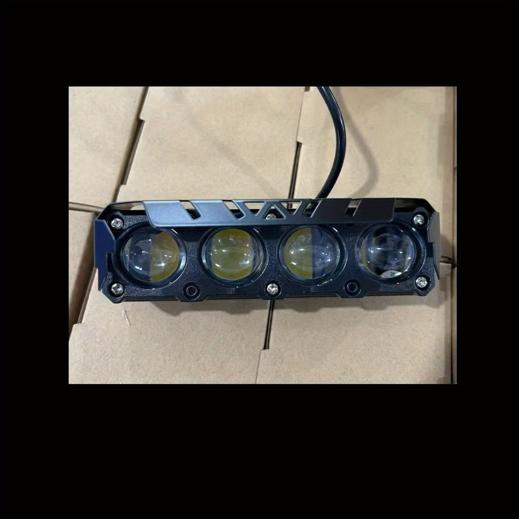 2pcs, 4-LED Mini Motorcycle Searchlight Car Headlight White Yellow High Brightness Light Bar, Suitable for Electric Motorcycles, Cars, Boat Auxiliary Lights