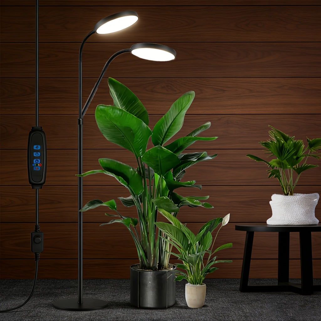 Floor-Standing Grow Light for Indoor Plants, Full-Spectrum Plant Light Bar with 68" (Approx. 172.7 cm) Stand, Suitable for Large Tall Plants, White Ring Grow Light Bar, 6/12/16H Timer, 3 Light Modes, 5 Dimming Levels