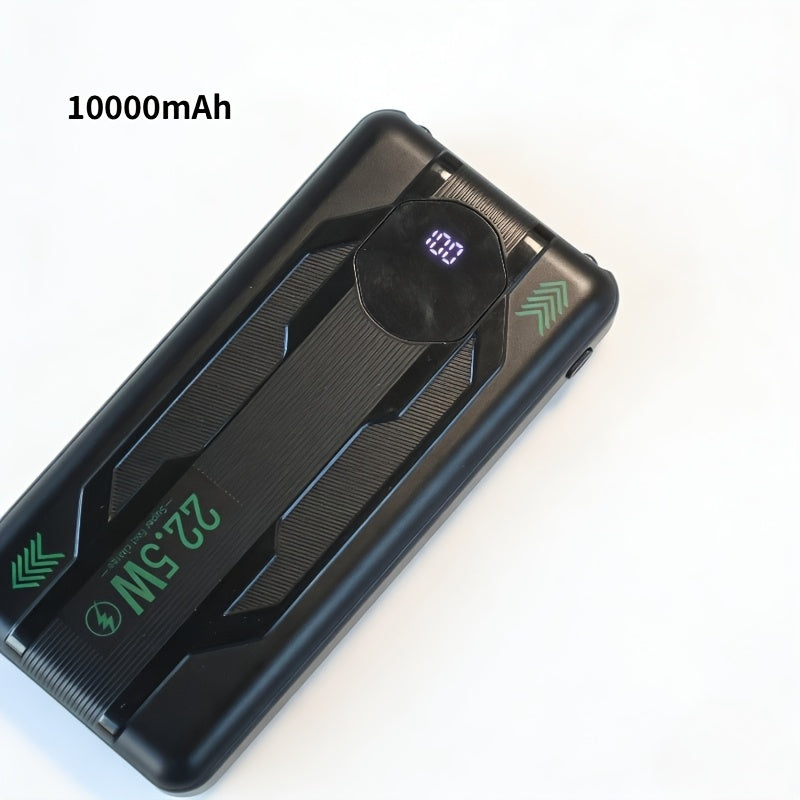 10000mAh Portable Large-Capacity Power Bank | 22.5W Fast Charging, Built-in Digital Display, Multiple USB Cables, Flashlight, Outdoor Emergency Power Supply, Ideal Gift for Friends and Relatives