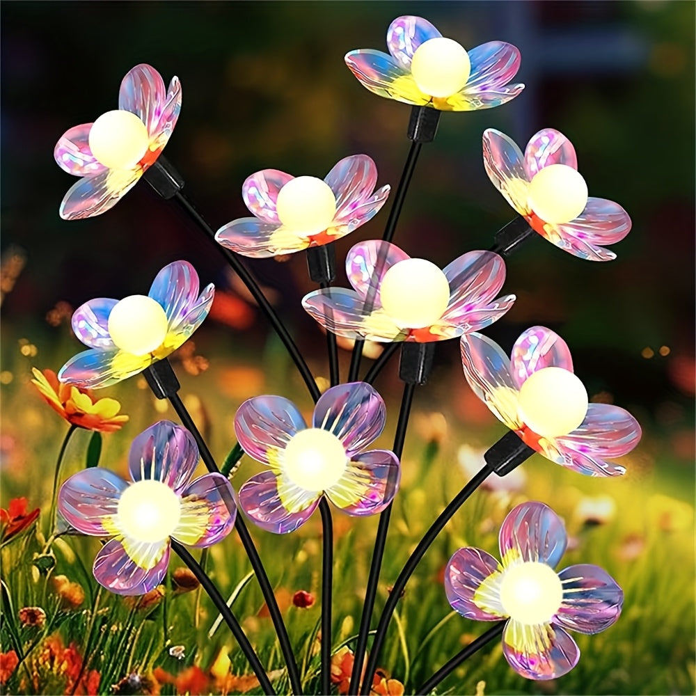 Solar Small White Ball Colorful Flower Warm Light Ground Insert Light - LED Outdoor Lighting Floral Courtyard Decorative Light Garden Lawn / Patio Walkway / Wedding Party Atmosphere Light