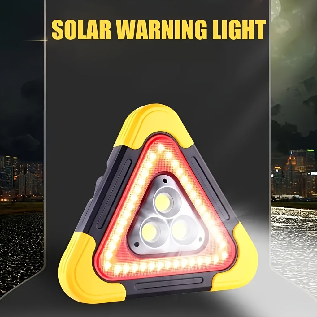 1-Pack Handheld Safety Warning Light, USB & Solar Rechargeable, Multi-Mode, for Home Decor, Basement Cleaning/Inspection, Garden Night Patrol, Roof Maintenance, Traffic Accidents, Long-Distance Travel Lighting (Built-in Battery) IP45