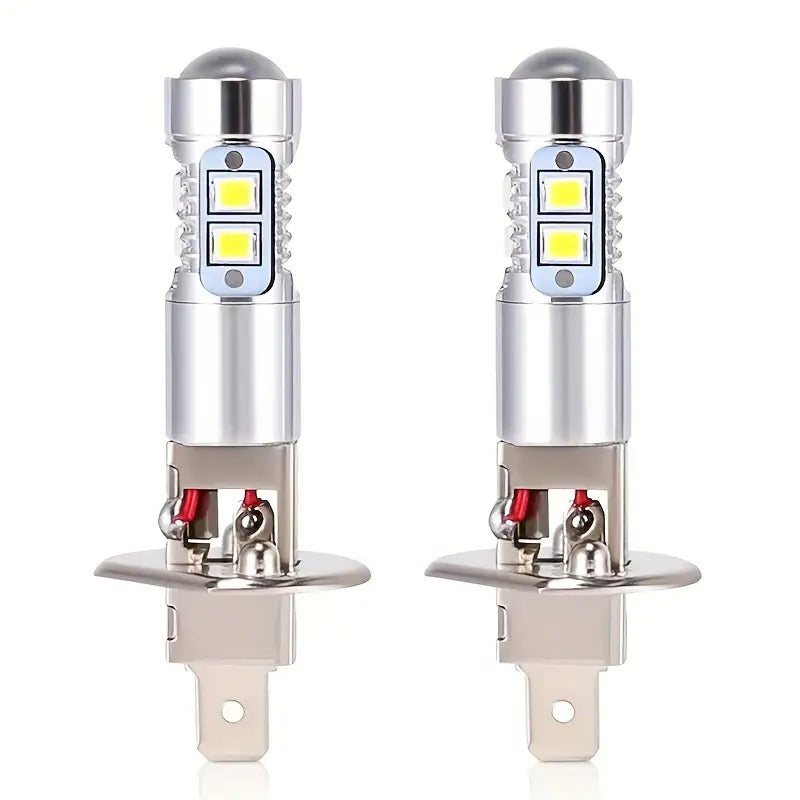 H1 LED Headlight Bulb Set (2Pcs), for High Beam, Low Beam, Fog Light, 6000K White Light, 50W, No Battery Included