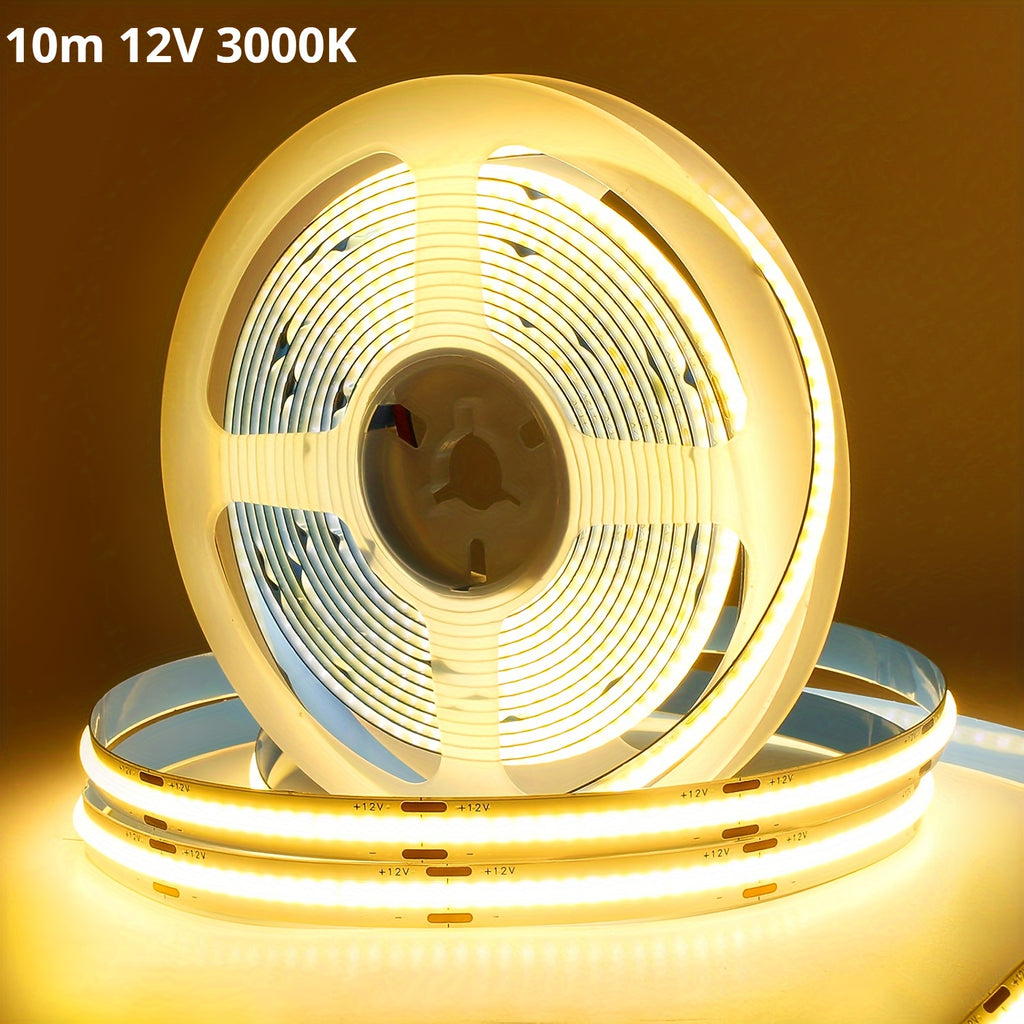 COB LED灯条- 320LED /m， 8mm宽，12V 暖白色，灵活耐用，适用于室内/室外使用，适合家庭，厨房，卧室和舞台照明，室内照明|现代照明|灵活照明，家用LED灯