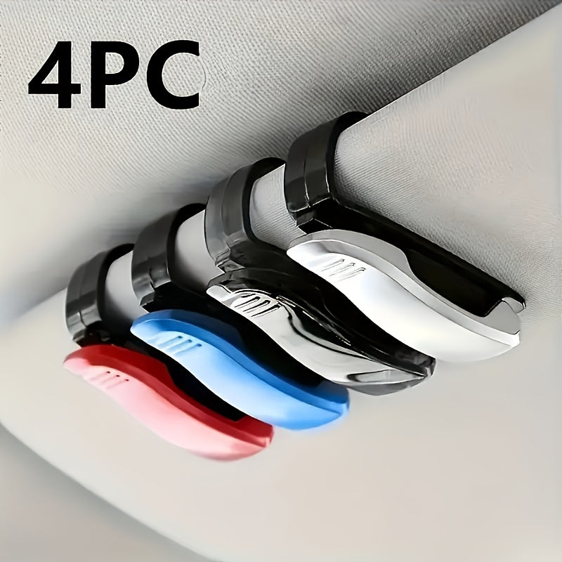 4-Pack Universal Multifunctional Car Sun Visor Clip Set, ABS Material Eyeglass Holder & Card Storage Case, for Sun Visor Organization - Perfect for Car & Home Use!
