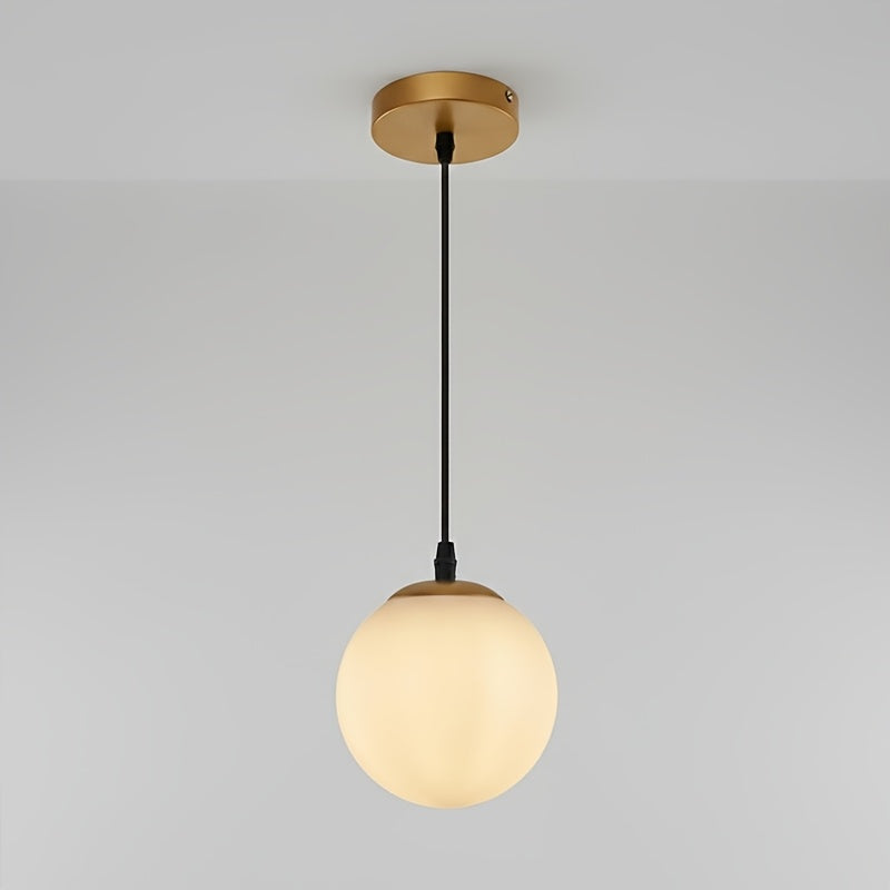 Iron modern globe pendant light, with E27 screw base milky white acrylic lampshade, creative pendant light, adjustable hanging lighting fixture, suitable for living room, bedroom, kitchen, dining room, hallway.