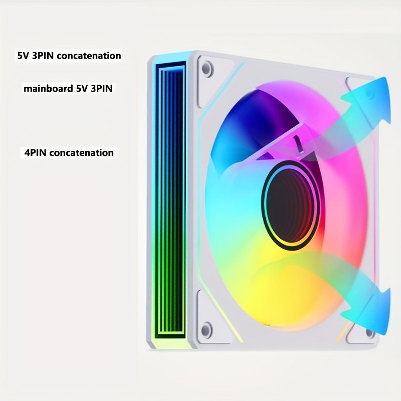 12cm Silent PC Case Fan, ARGB 5V 3Pin Mirror Style Cooling Fan, Air & Water Cooling Chassis Ventilation Fan