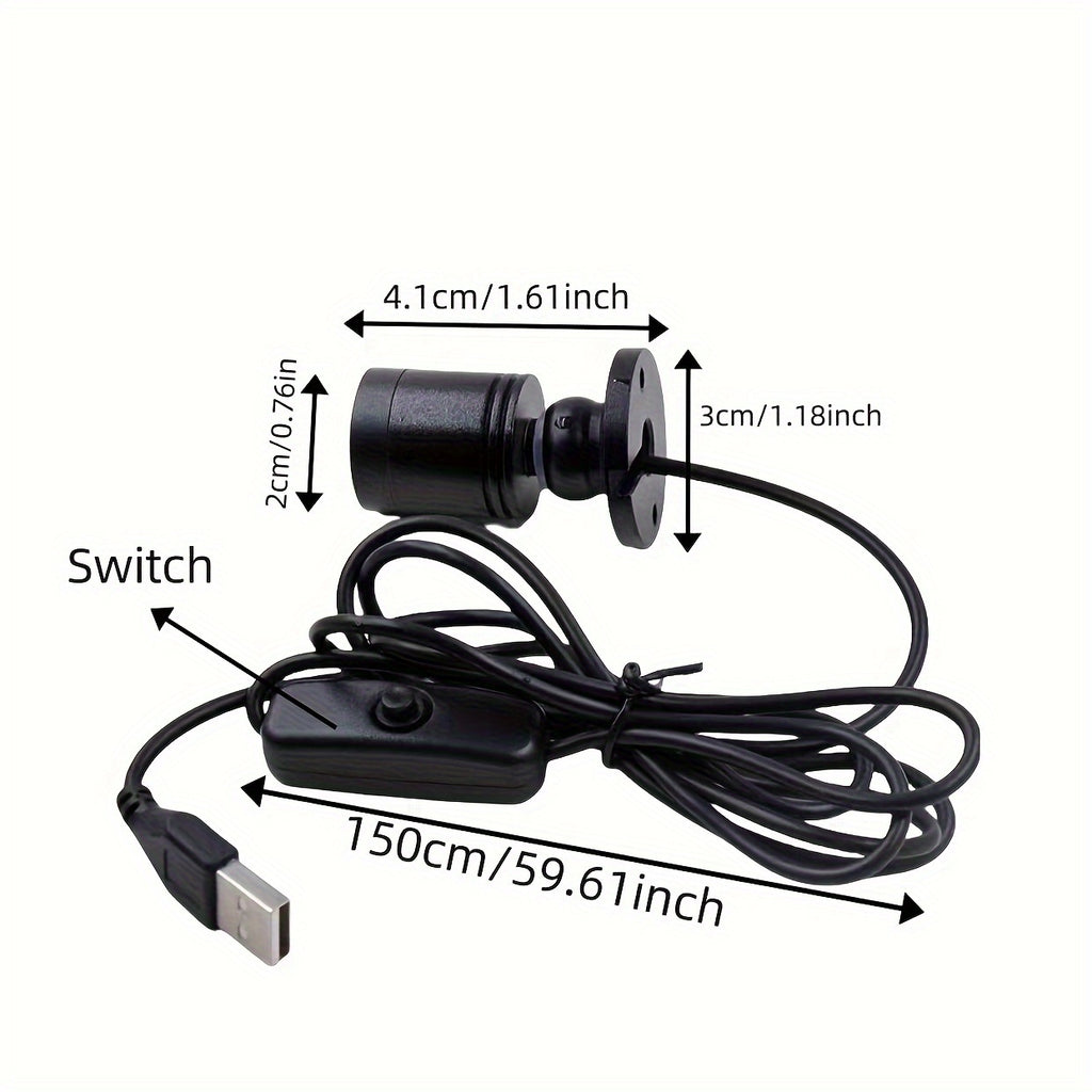 USB-powered mini LED spotlight - aluminum housing, 5V voltage with 4.8ft cable, suitable for artwork, plants, jewelry display and under-cabinet lighting