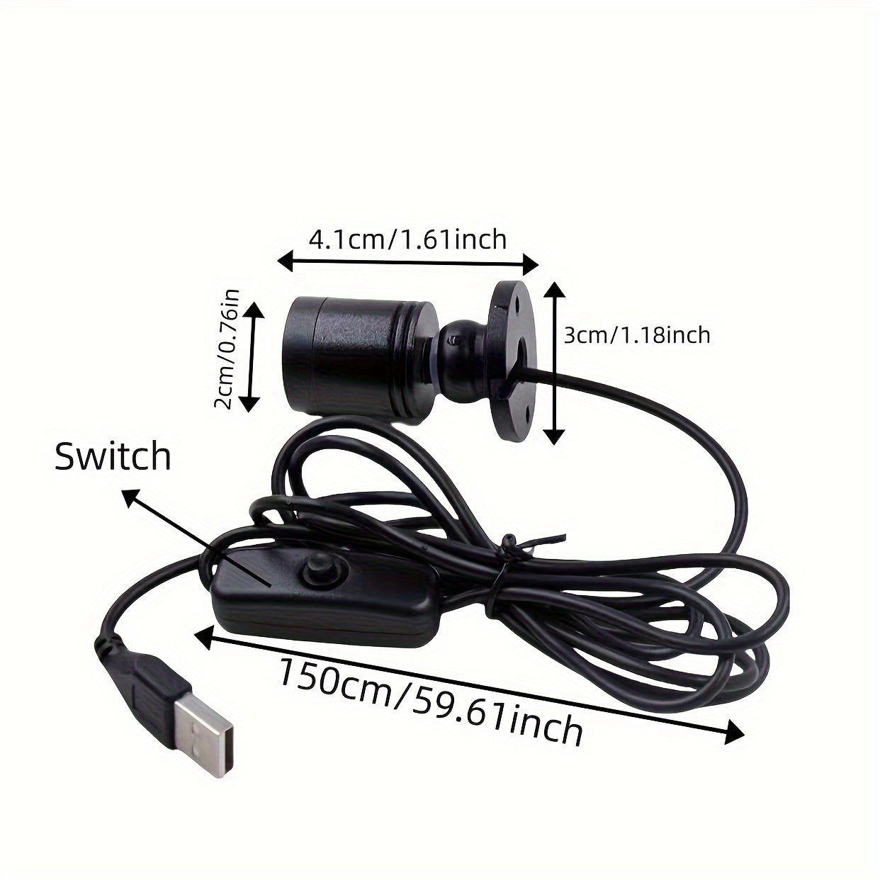 USB-powered mini LED spotlight - aluminum housing, 5V voltage with 4.8ft cable, suitable for artwork, plants, jewelry display and under-cabinet lighting