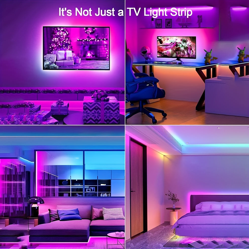RGB多彩LED灯带，带USB同步和动态效果，5050 SMD RGB，迷你按钮控制器，适用于电视/投影仪/笔记本电脑背光，派对家居装饰，RGBW免费（兼容USB设备）