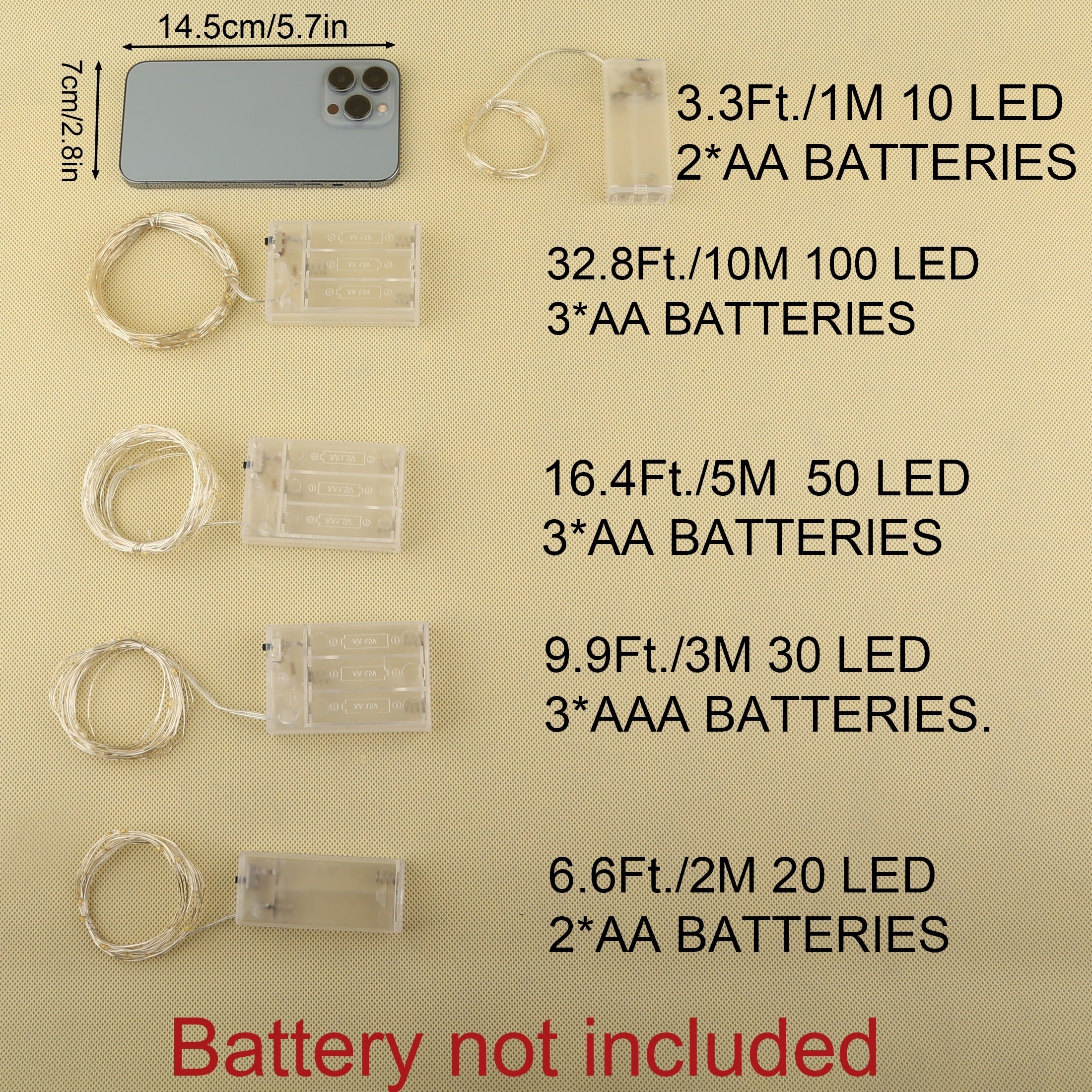 1PC 灯串适用于卧室、派对、婚礼、圣诞节万圣节装饰 灯 50/100LED