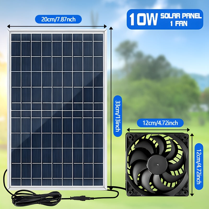 10W Solar Exhaust Fan Set, Dual Fan Design, Detachable Solar Panel, Battery-Free Operation, Low Noise Bidirectional Ventilation System, Ideal for RV, Chicken Coop, Greenhouse, Shed, Pet House, Window Ventilation and Cooling