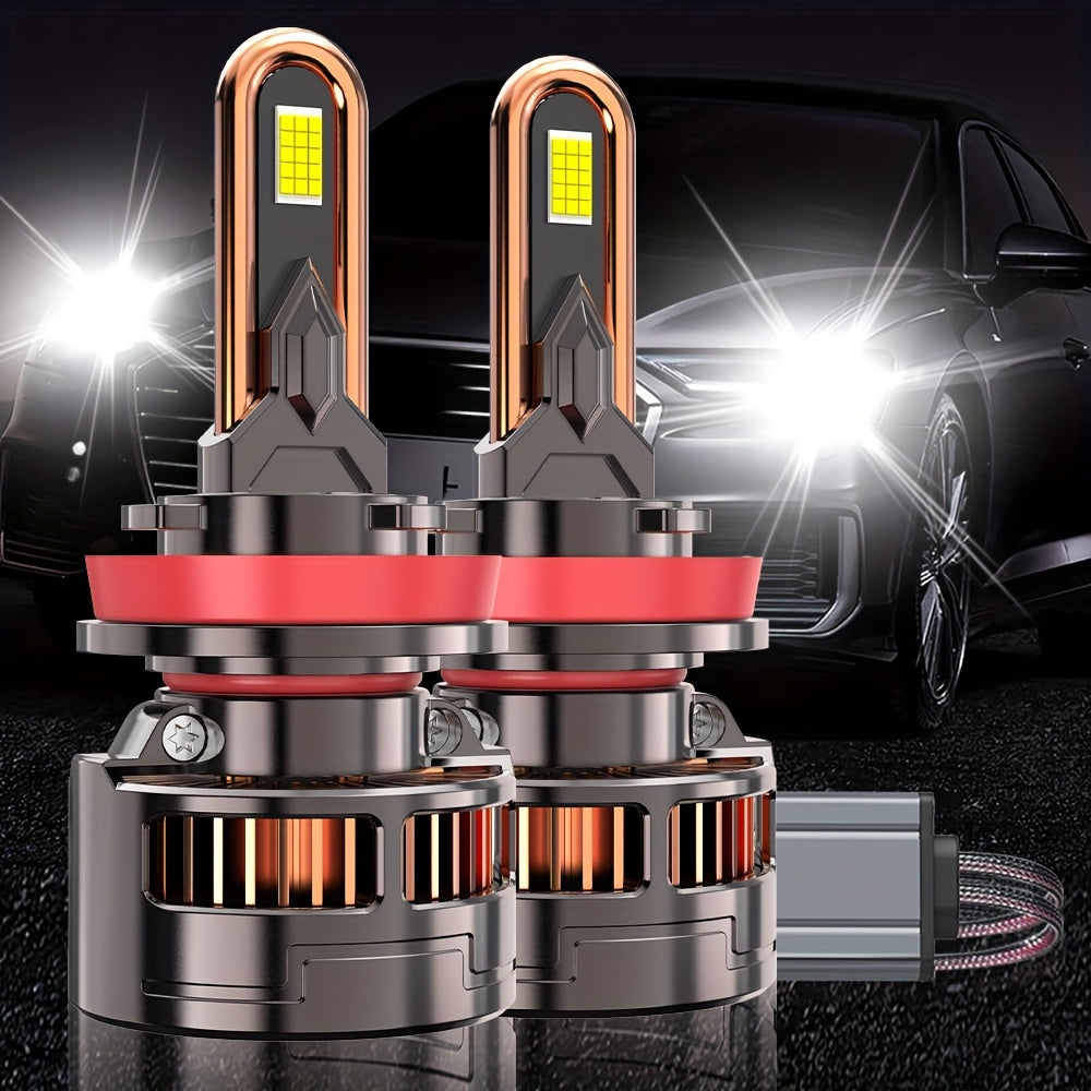 2-Pack H7 Car LED Headlight Bulbs, Compatible with H1/H4/9003/HB2/H7/H18/H11/H9/H8 Sockets, 60000 Lumens Brightness, 900% Brightness Increase, 9570 CSP Chip, 7500K Color Temperature