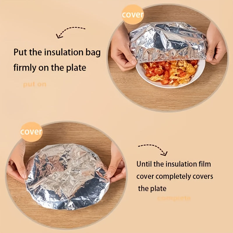 Food-Grade Reusable Foil Insulation Lid – Tabletop Heat Retention Cover, Aluminum Foil Lid, Kitchen Freshness & Heat Preservation Film Cover for Bowls, Plates, Dishes – Keeps Food Warm, Fresh, and Protects from Insects & Dust, Food Warming Equipment