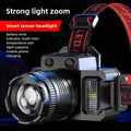 Portable Lightweight Multifunctional LED Headlamp with Motion Sensor, Rechargeable Rotatable Head, 5 Lighting Modes, Ideal for Outdoor Fishing, Adventure, Emergency and Camping