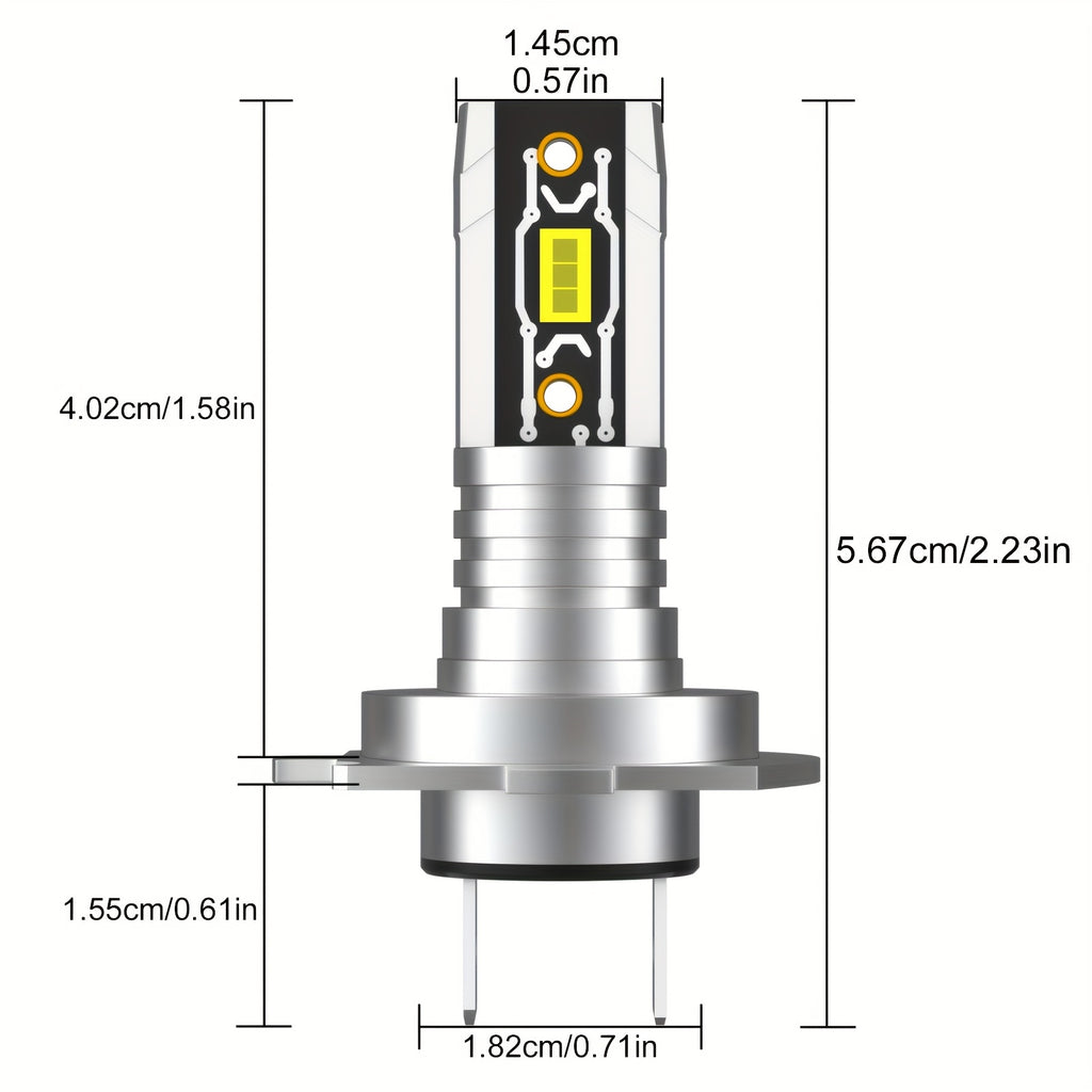 2颗H7 LED头灯Canbus 5530晶片头灯18000LM 60W 6500K白色超亮LED头灯，即插即用汽车前灯雾灯