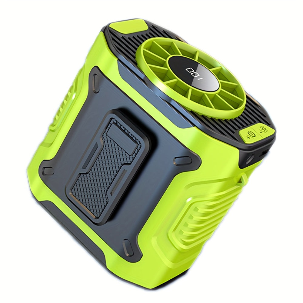 MOREDOR 5000mAh Portable Waist Clip Fan, Wearable Belt Personal Fan Rechargeable Battery, 5-10 Speed Levels with Flashlight, Hands-Free Neck Hanging Design, Ideal for Outdoor Travel Power Bank Use