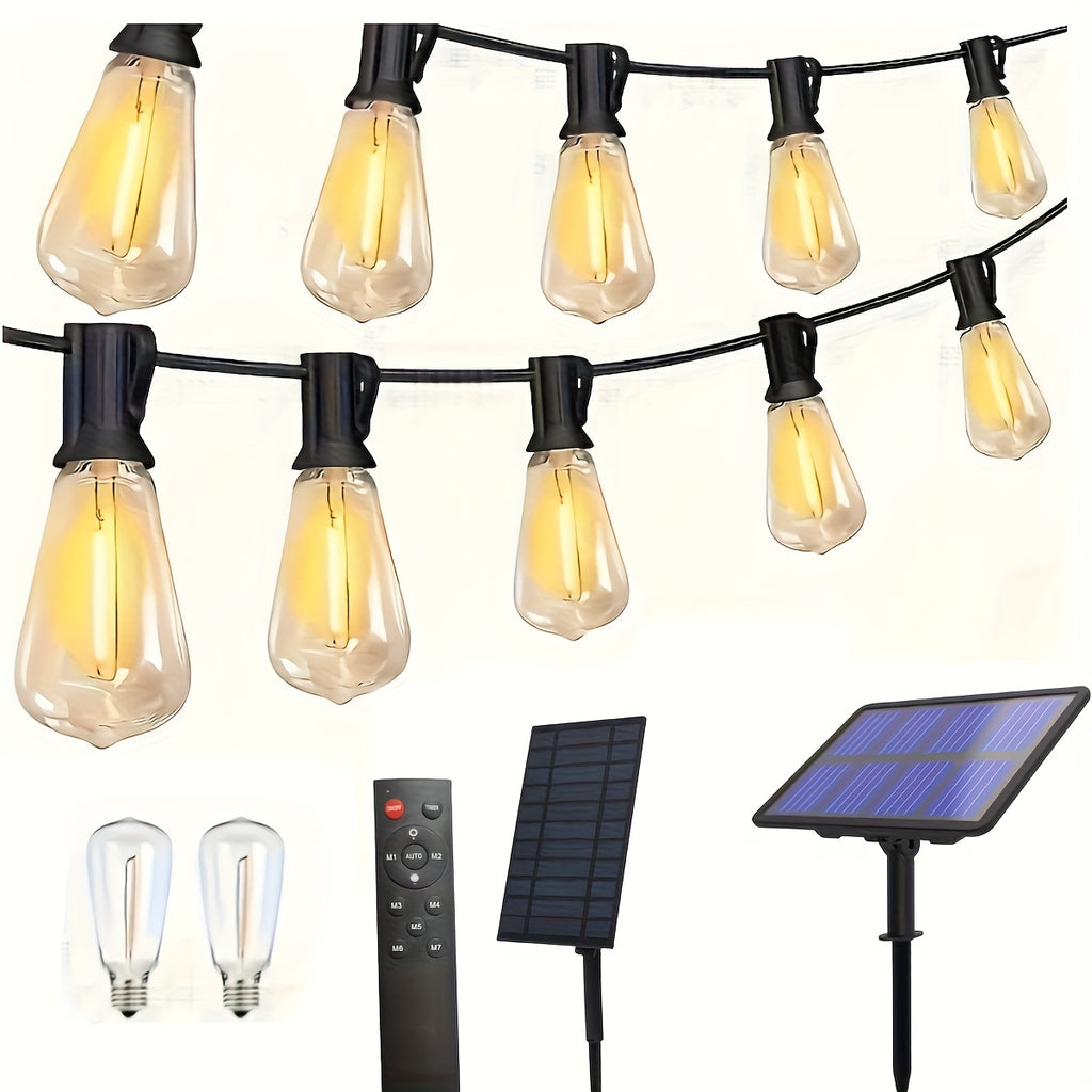 Solar ST38 LED String Light - 50/100/200FT Shatterproof Light String with Remote Control, Perfect for Outdoor Courtyard Decoration, Cafe Bistro, Christmas Wedding Party Night Light