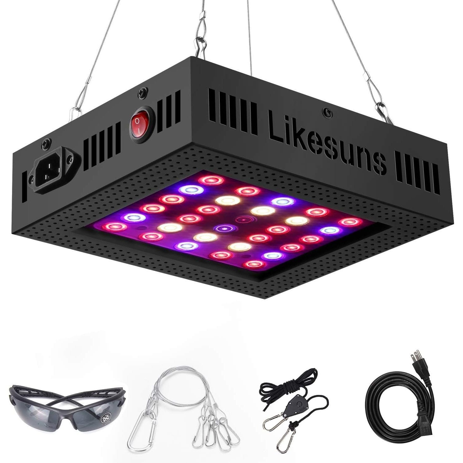 Likesuns 600W Indoor Plant LED Grow Light - Full Spectrum for Succulents, Herbs & Flowers, High-Power Dual-Chip Design with Large Cooling Fan, 2-in-1 VEG & BLOOM Switch Button