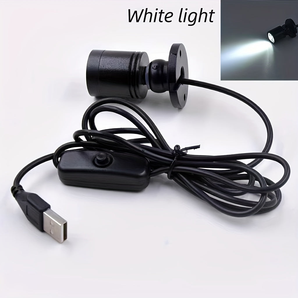 USB-powered mini LED spotlight - aluminum housing, 5V voltage with 4.8ft cable, suitable for artwork, plants, jewelry display and under-cabinet lighting