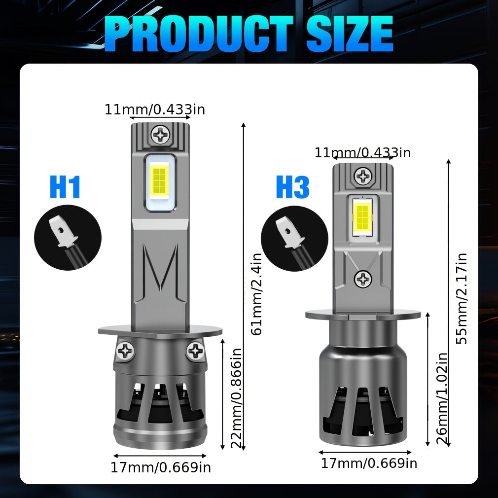 TOAUTO H1 H3 LED Lights Canbus Bulbs Car Headlight High Power Car Fog Light Diode Motorcycle Driving Running Light 12V-24V 70W Universal Fit for Most Models, No Battery Included
