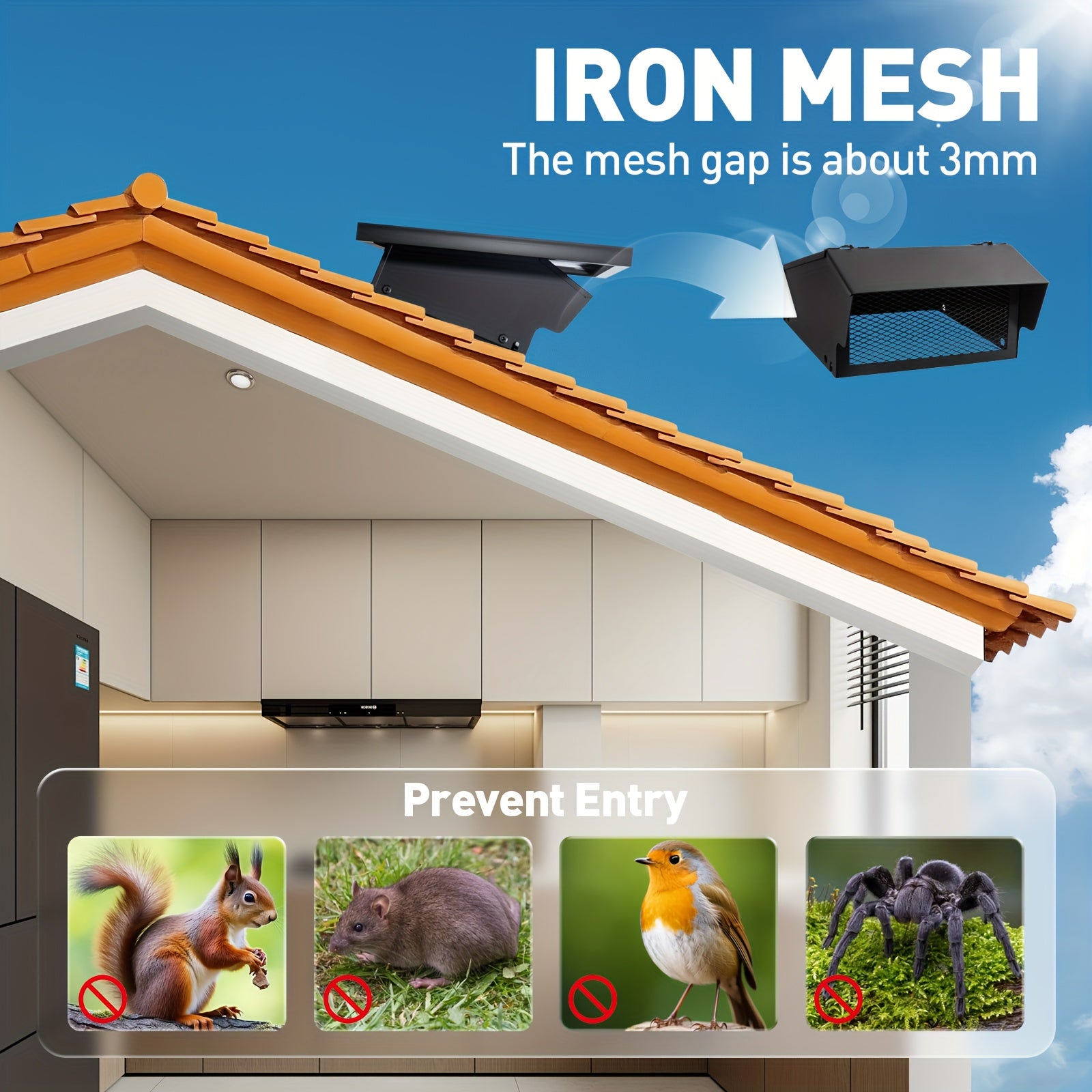 25W Solar Roof Vent Fan, 8" Detachable Roof Vent, 9.84ft Connection Cable, Rust-Resistant Coating Solar Attic Exhaust Fan, Ideal Roof Fan for Garage, Shop and Warehouse, Black