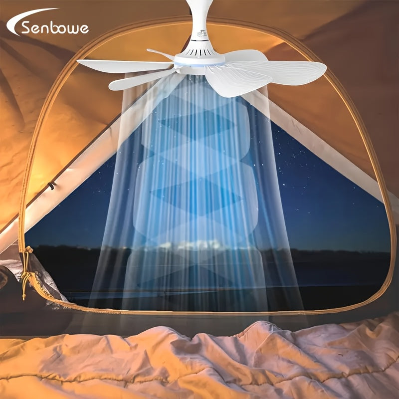 SENBOWE Silent Ceiling Fan - Ultra-Quiet Portable USB-Powered Hanging Fan with Sturdy Hook, Ideal for Camping, Dorm, Office, Bedroom - No Remote Needed, USB Cooling Fan, Portable Fan, Camping Gear