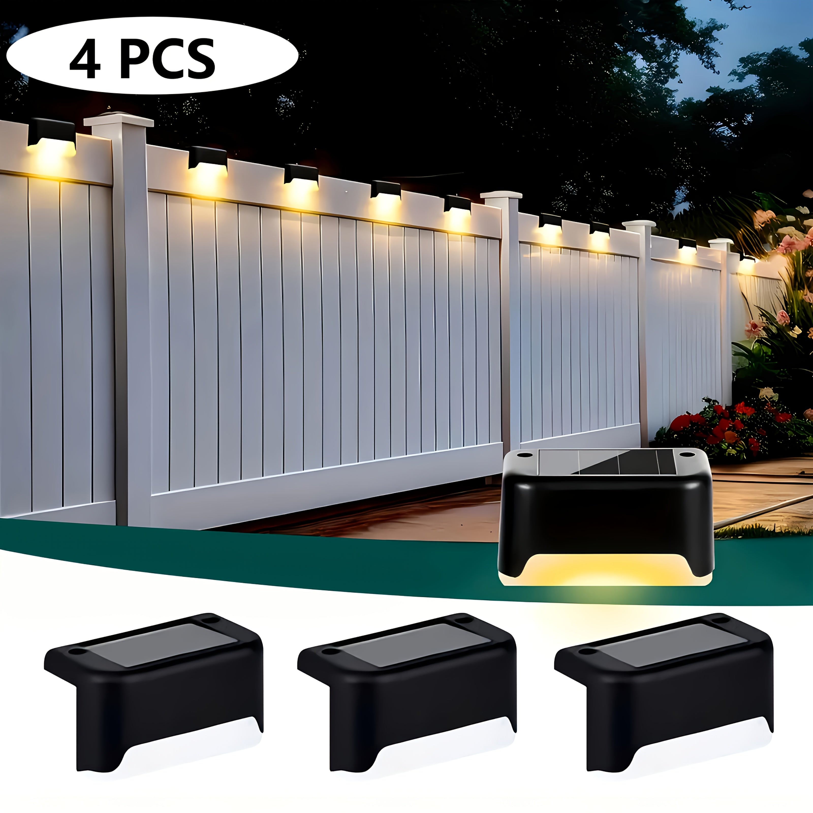 32/16/8/4 Pack Solar Outdoor Courtyard Light - Waterproof LED Warm White Landscape Lighting, Durable Matte Metal Finish, Auto On/Off Solar Light, Perfect for Stairs, Steps, Fences, Courtyards and Pathways, Sturdy Structure