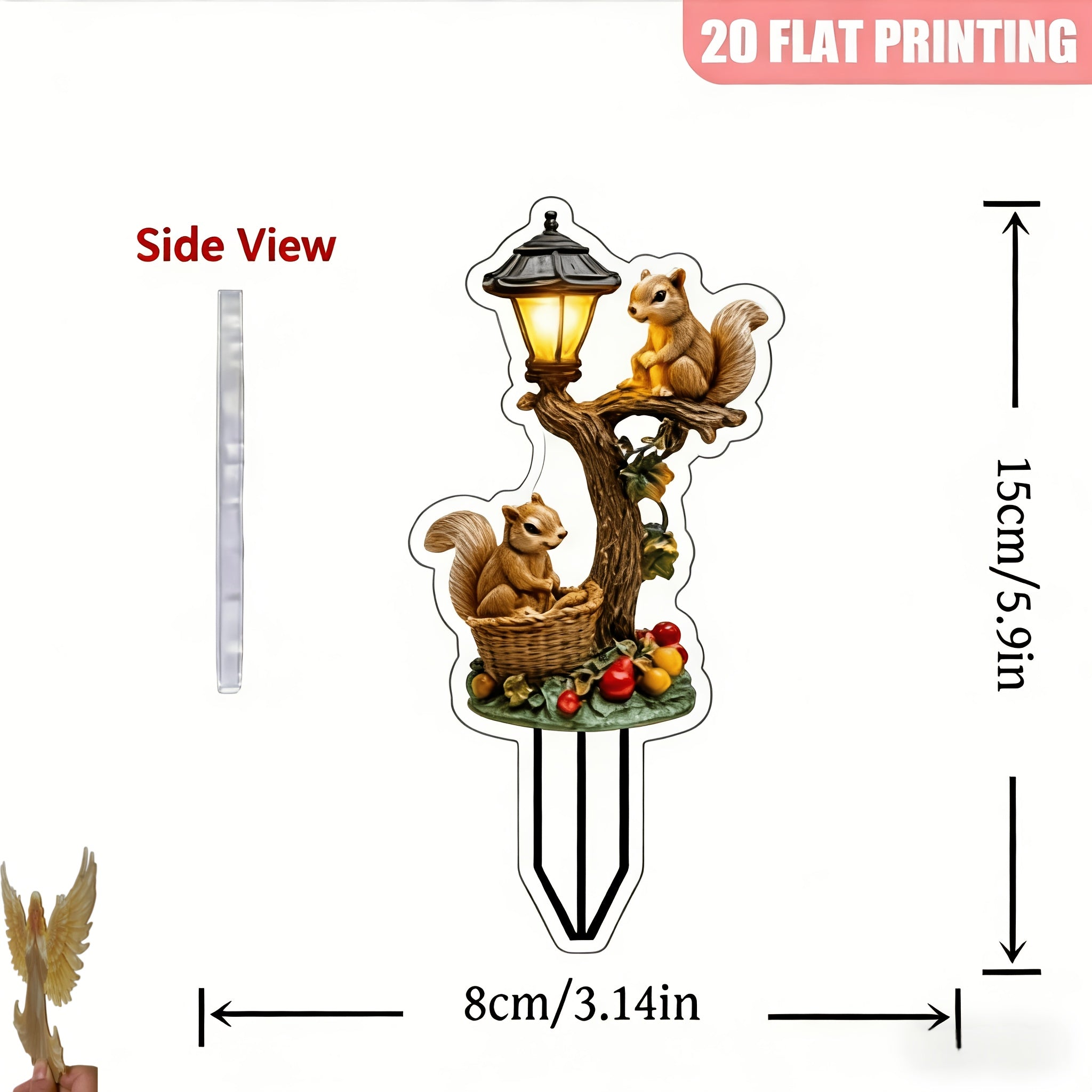 2D Flat, 1pc Bohemian Style Whimsical Squirrel & Tree Light Outdoor Garden Decoration - 2D Flat Durable Plastic All-Weather Lawn Decor, with Glow Light, Easy to Install, Retro Modern Style, Perfect for Courtyard, Patio