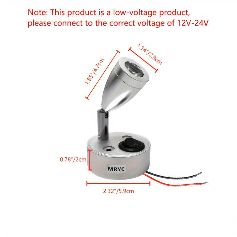 房车阅读灯3W聚光灯,房车露营车室内照明灯，床头阅读灯,DC12-2V