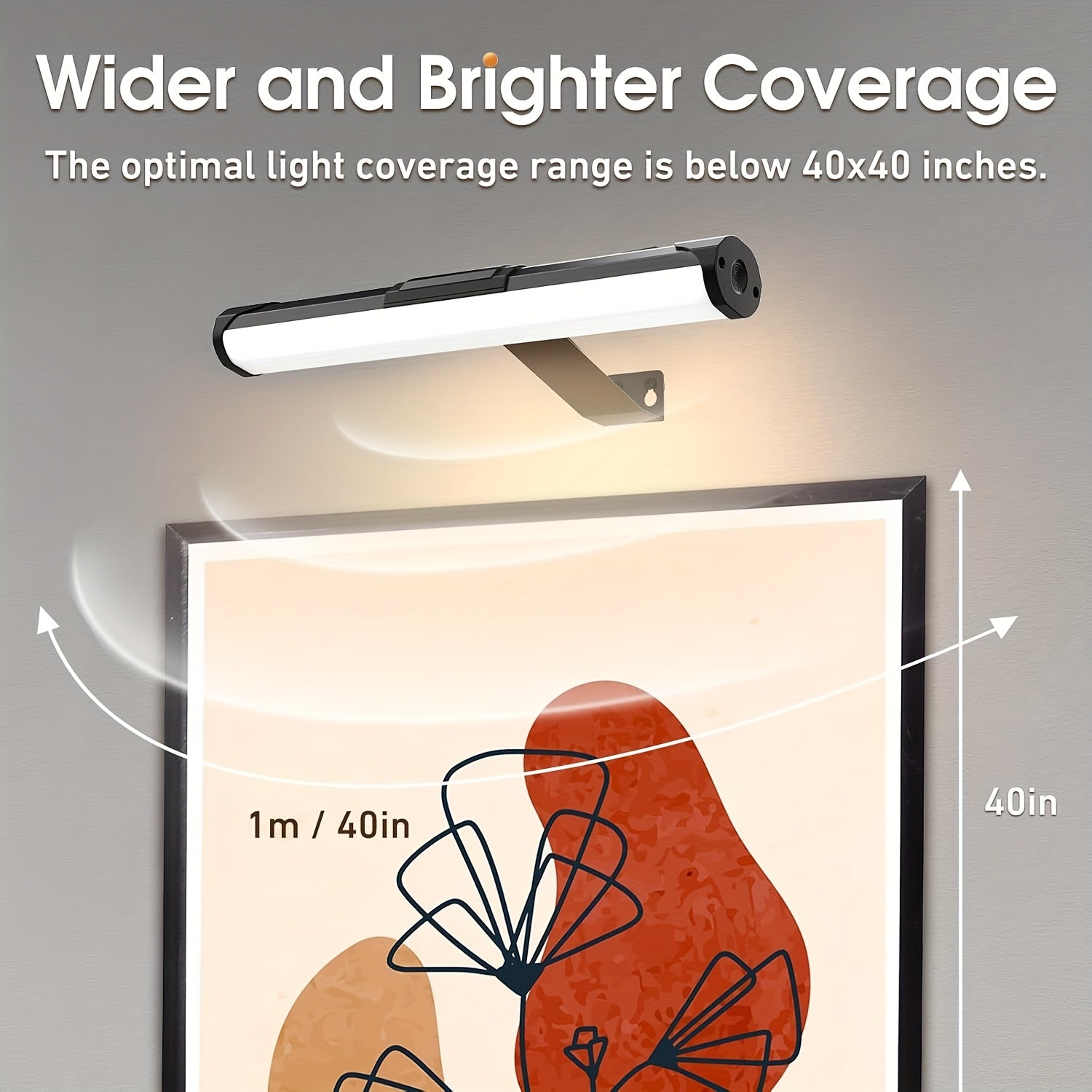 Battery-powered picture frame light, wireless magnetic wall light - 3-color dimmable, touch control and remote control function, timer, USB rechargeable, suitable for art display, bedroom reading night light or camping use (no wiring required)