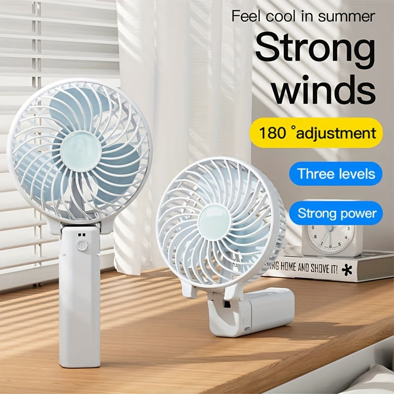 Stylish Minimalist Handheld Fan, Foldable Portable Mini Fan, USB Rechargeable Desktop Fan with 3 Wind Speed Modes
