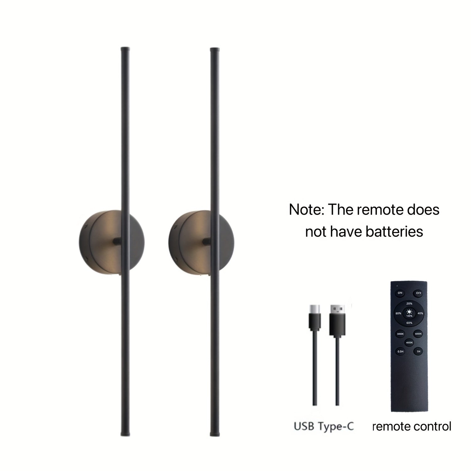 Black Gold Battery Operated Wall Light, Single or Double Piece Optional, with Remote Control, Touch and Timer Functions, Adjustable Brightness, Size 28.3 Inches, Suitable for Living Room, Bedroom, Hallway, Hotel and Home Decoration
