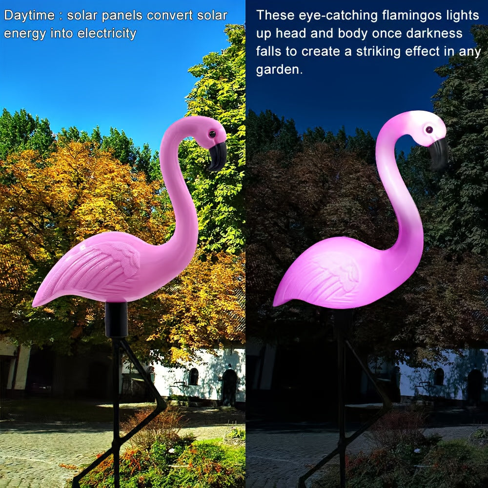 3 Pack Flamingo Solar Light, Outdoor Flamingo Courtyard Decoration, Flamingo Ground Insert Light Solar Powered, Lawn Decorative Garden Ground Stake, Courtyard Pond Ground Backyard Decoration - IP65 Protection Rating