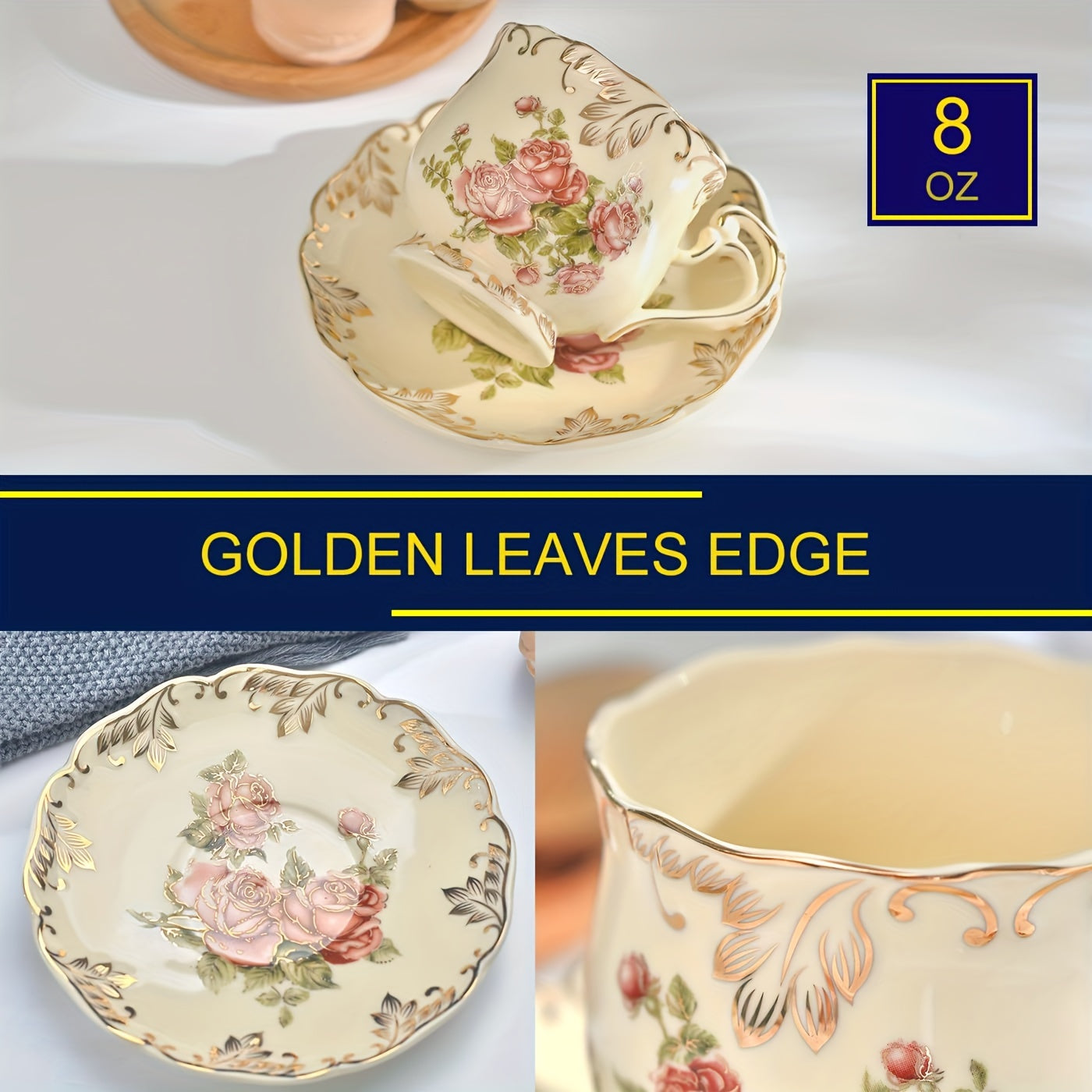 Exquisite Coffee Cup with Saucer & Spoon, Perfect for Home Kitchen, Decorative Piece for Large Parties, Romantic Cafés, Comes with Storage Box