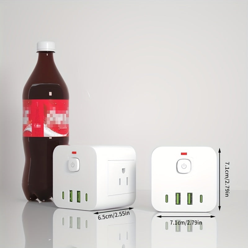 3pcs Power Socket Is Small And Portable, With Four AC Outlets And 2 USB-A+2 USB-C Outlets. It Is Suitable For Travel, Business Trips, Ships, Homes, Bedrooms And Kitchens. Multiple Devices Can Be Used At The Same Time.