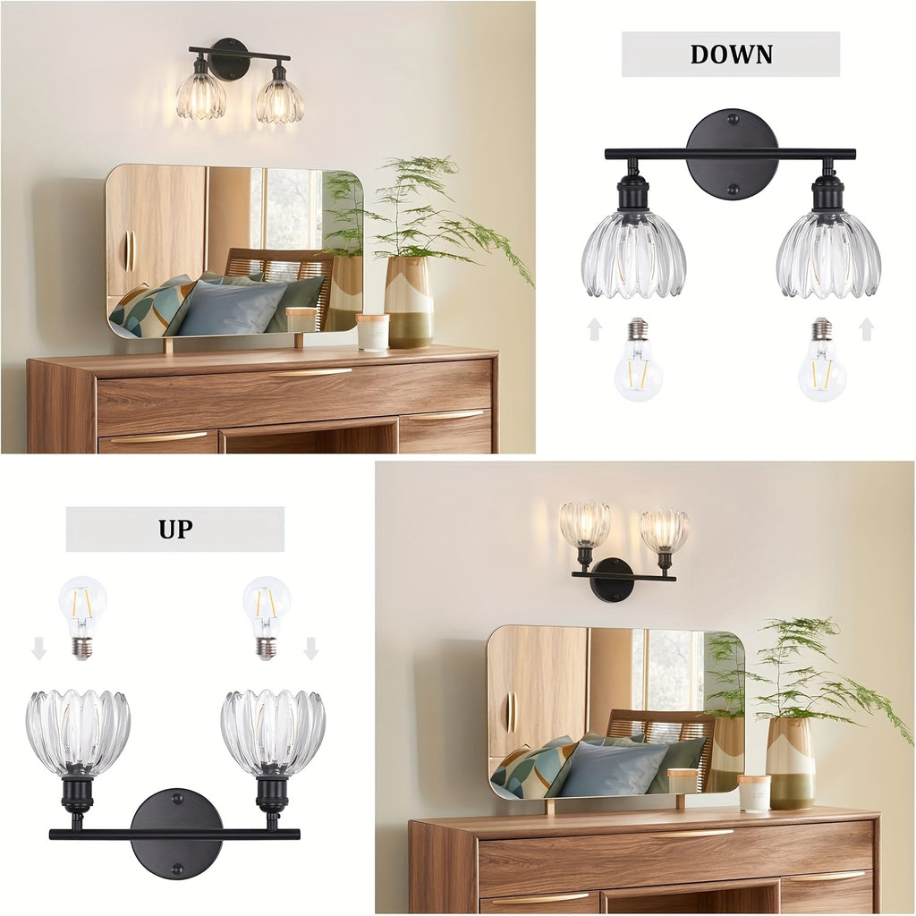 1-Piece Modern Elegant Wall Light, Vanity Light with Glass Shade, Suitable for Living Room, Kitchen, Bedroom, Balcony, Stairs, Entryway, Holiday Party, Garage, Café, Easy Installation | Bedroom Lighting, Bulb Not Included