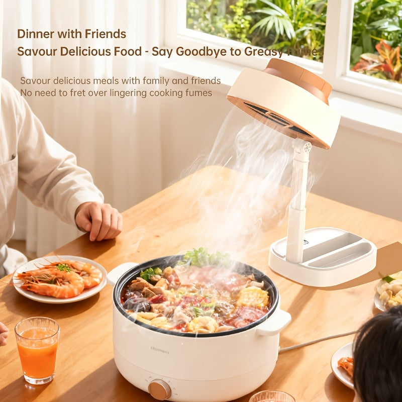 Mini Tabletop Desktop Range Hood – Portable 5-Speed Adjustable Exhaust Fan with Removable Oil-Absorbing Filter, USB Powered (Battery Not Included), Mini Kitchen Exhaust Fan for Indoor Hot Pot & BBQ, Special for Home Hot Pot/Induction Cooker Griddle