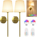 2-Piece Semi-Flush Mount Wireless Remote Wall Light - USB Rechargeable Battery - 9-Color Dimmable (E26), with “Note Control”, Suitable for Bathroom and Living Room / Bedroom (No Wiring Required)
