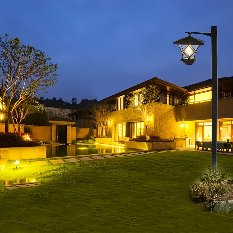 1 Piece 1.5M New Solar Square Four-Corner Light, Filament Bulb Inside, Bright and Shining, Dual-Use Solar Bulb LED Garden Light, Plastic Semi-Flush Mount Street Light, Polished Surface, Suitable for Ground Stake + Pendant Light, Perfect for Courtyard