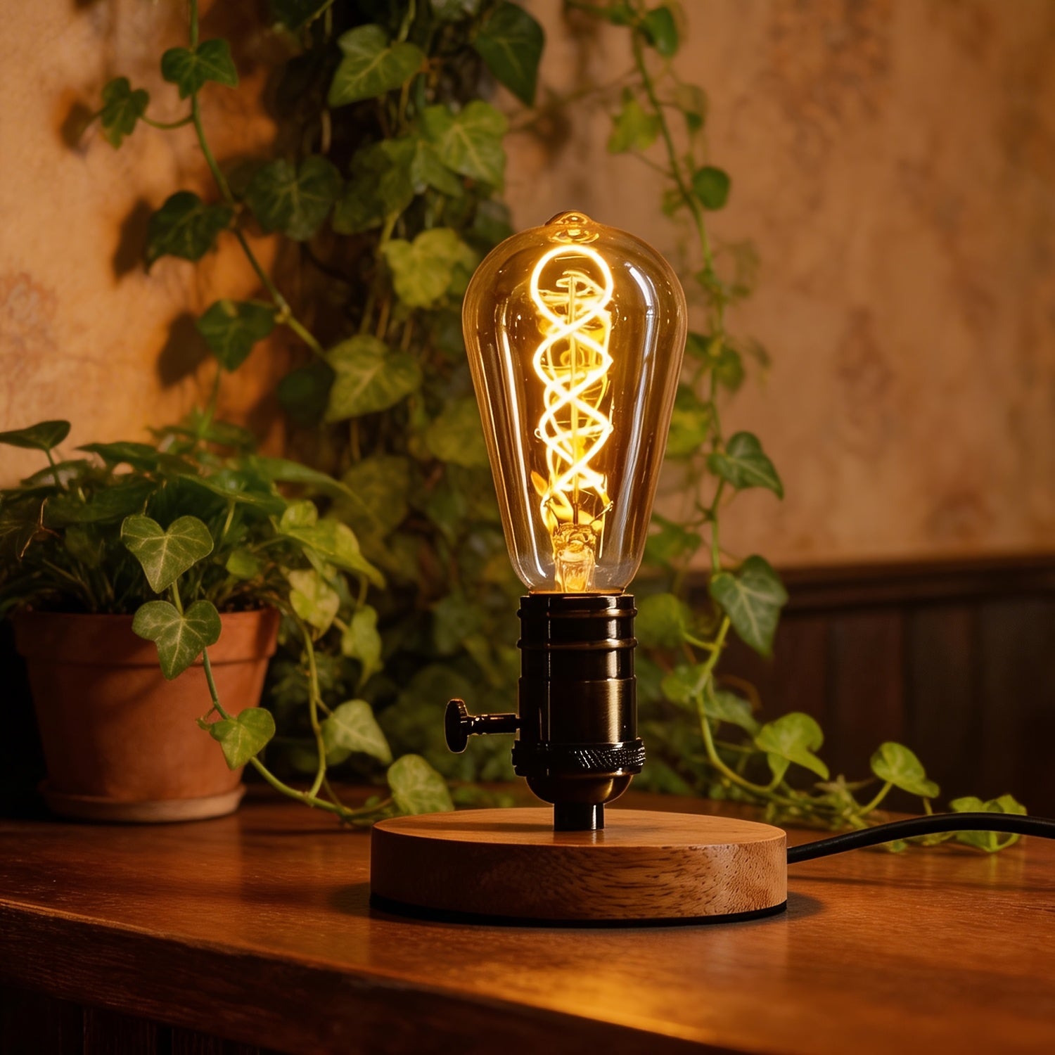 1-pack, ST19 vintage LED bulb, 2300K, dimmable, spiral filament, decorative glass, E26 base, perfect for home decoration