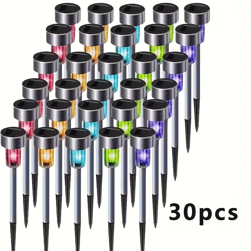 20/30/40/50-Pack Solar LED Light, Outdoor Stainless Steel Solar LED Stick Light, IP44 Waterproof Rating, Suitable for Courtyard, Lawn, Path, Patio, Driveway and Garden Landscape Decorative Light, Can Be Used for Holiday Parties