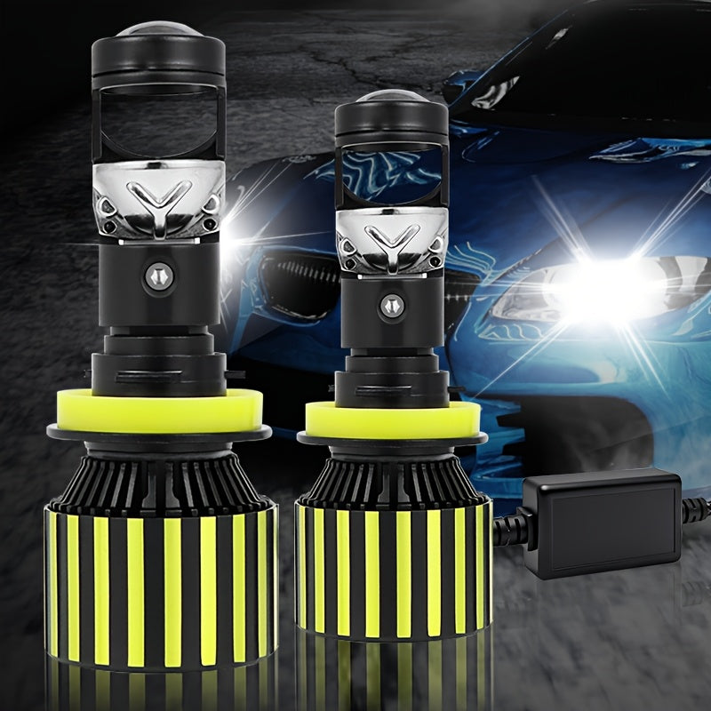 Set of 2 H7/H4/H8/H9/H11/H18/9005/HB3/9006/HB4 Hi/Lo Lighting LED Car Lights, Providing 59500 Lumens and 360W of Intense Brightness. These Plug-and-Play Canbus Headlights Feature a Projector Beam