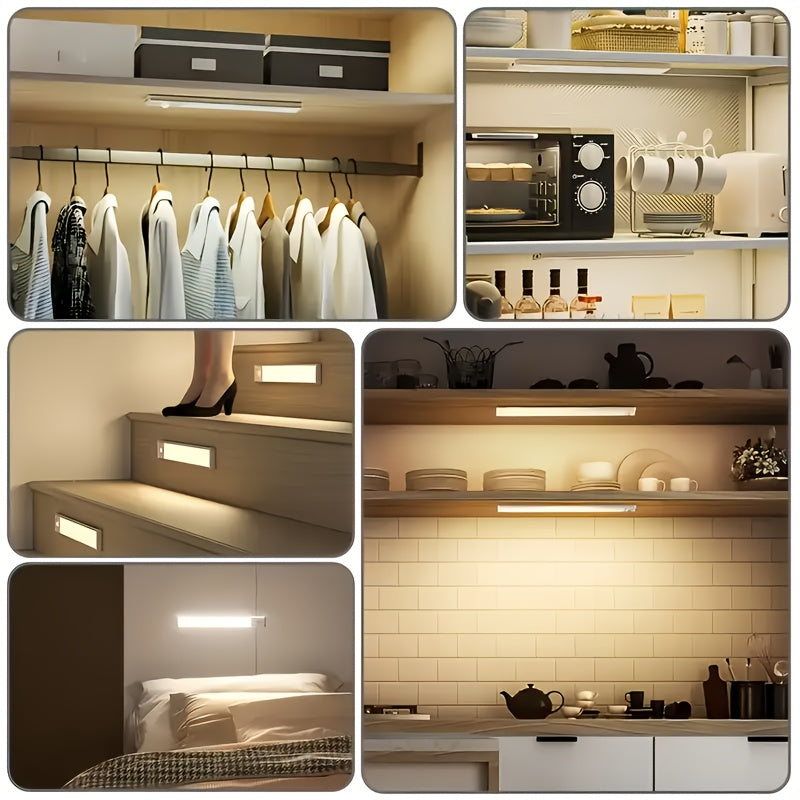5-pack smart motion sensor night light, handheld, USB rechargeable design, no-wiring installation, warm white dual-color light optional, suitable for stairs, bedrooms, bathrooms, hallways, corridors, holiday/birthday gift