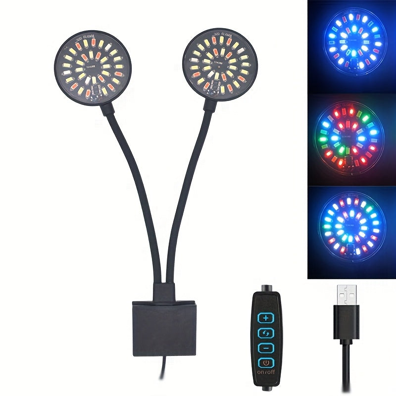USB Aquarium LED Light, Clip-On Fish Tank Lamp, Full Spectrum Dimmable Plant Grow Light, 360° Rotatable Decorative Lamp