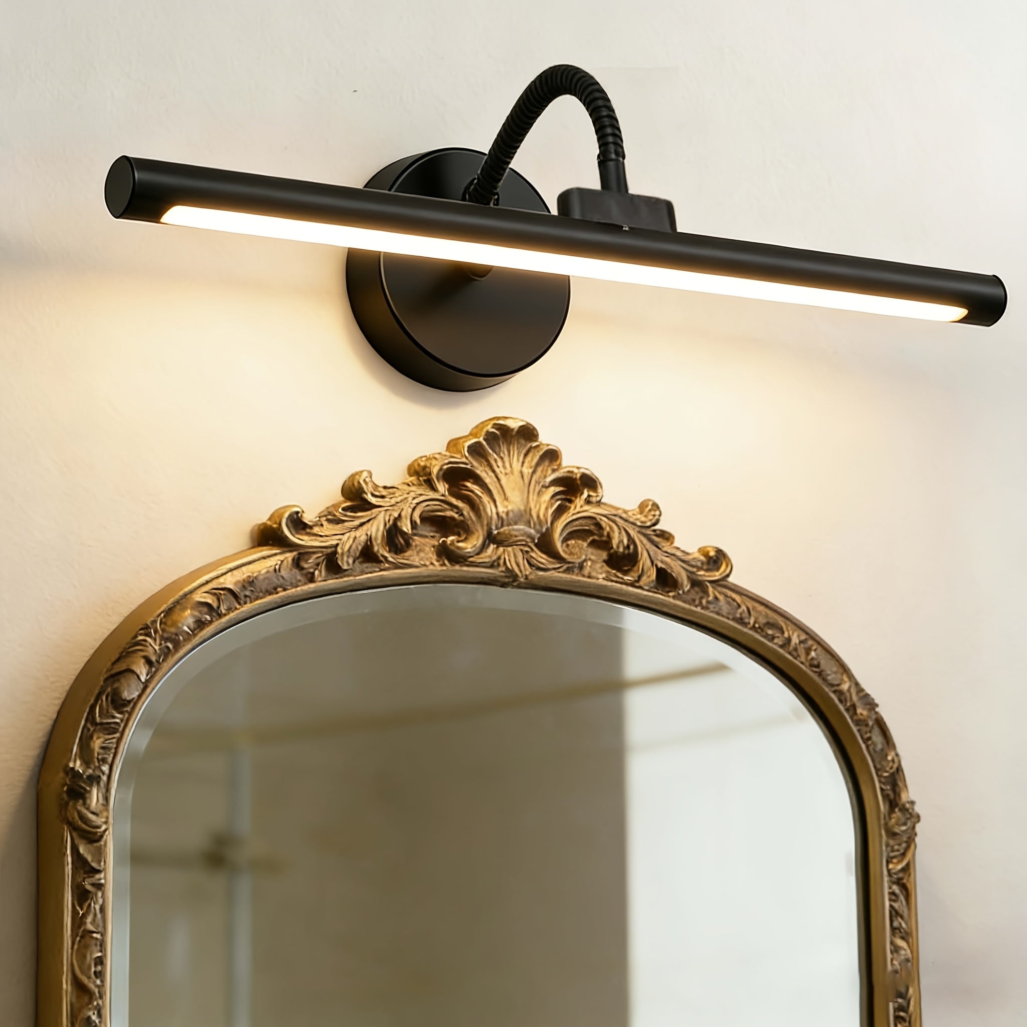 Vanity Light, Black, 3 Color Temperature Adjustment, Universal Adjustment Metal Lamp Body, with Remote Control, Wall Light, Easy Installation, Suitable for Bathroom Mirror, Bedroom, Study Lighting