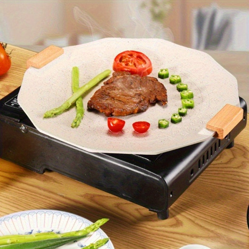 Garden BBQ Grill, Outdoor Camping Pot, Hexagonal Diamond-Shaped Cassette Grill, Medical Stone Non-Stick BBQ Grate, Grill, Frying Pan, Open Flame Stove Compatible with Induction Cooktop