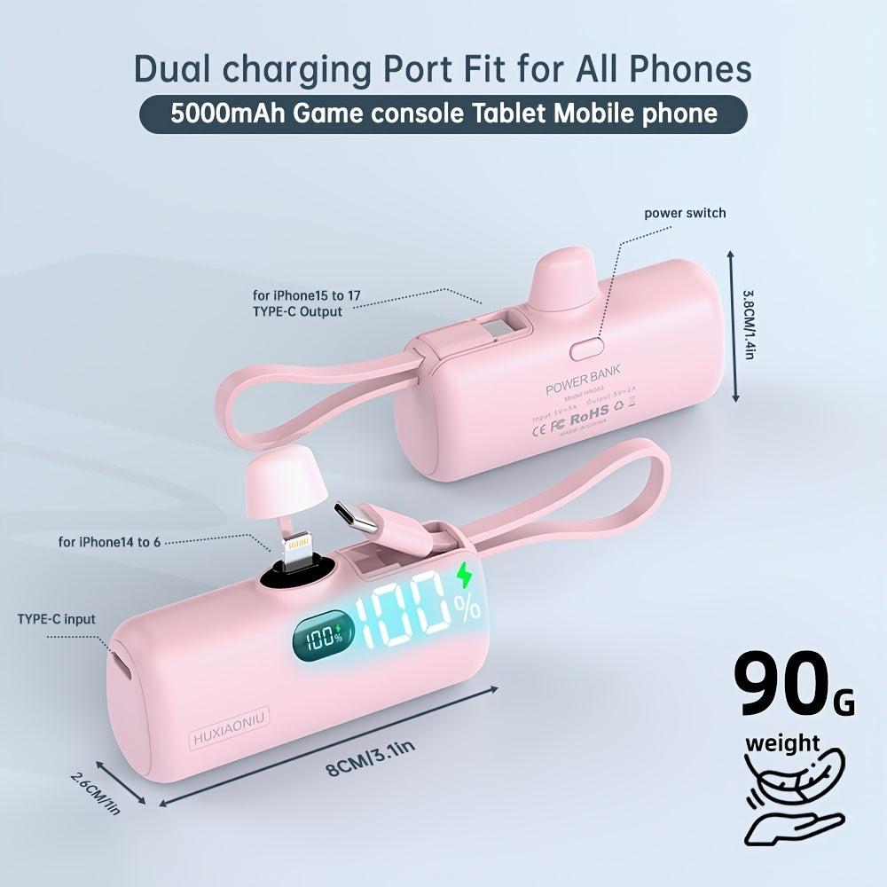 20, 000Mah Compact Power Bank for Iphone Models 16, 15, 14, 13, 12, 11, X, 8, 7 Pro Max; Ultra Portable Battery Pack for Ipad Pro Series, Travel Phone Charger, Emergency Pocket Power Bank, Backup Battery for Travel