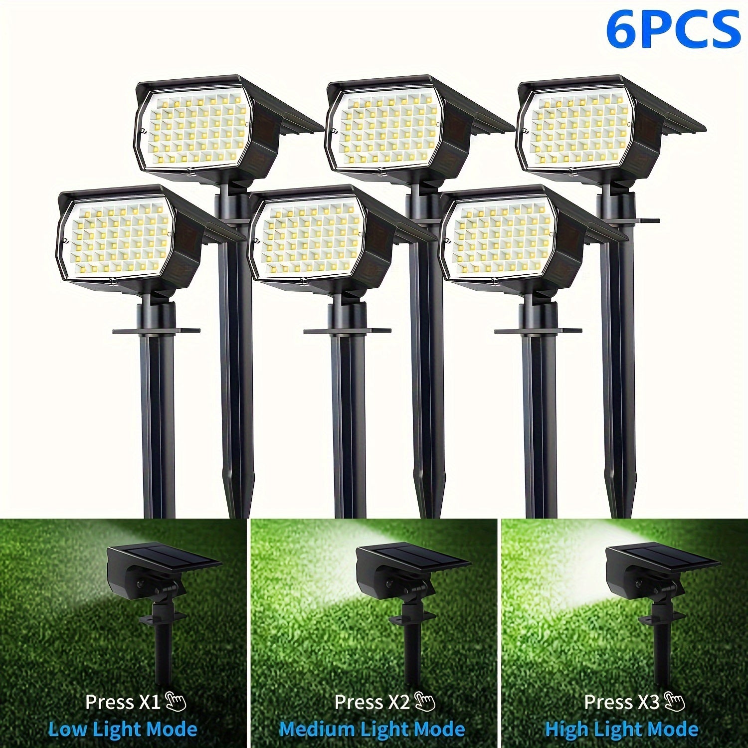 2/4/6-pack outdoor solar lawn lights, 46 LED ultra-bright solar yard lights, courtyard outdoor pathway lights, 3 brightness modes, solar spotlights, for yards, paths, courtyards, garages, lawns, pathways, cool white light. Wall light