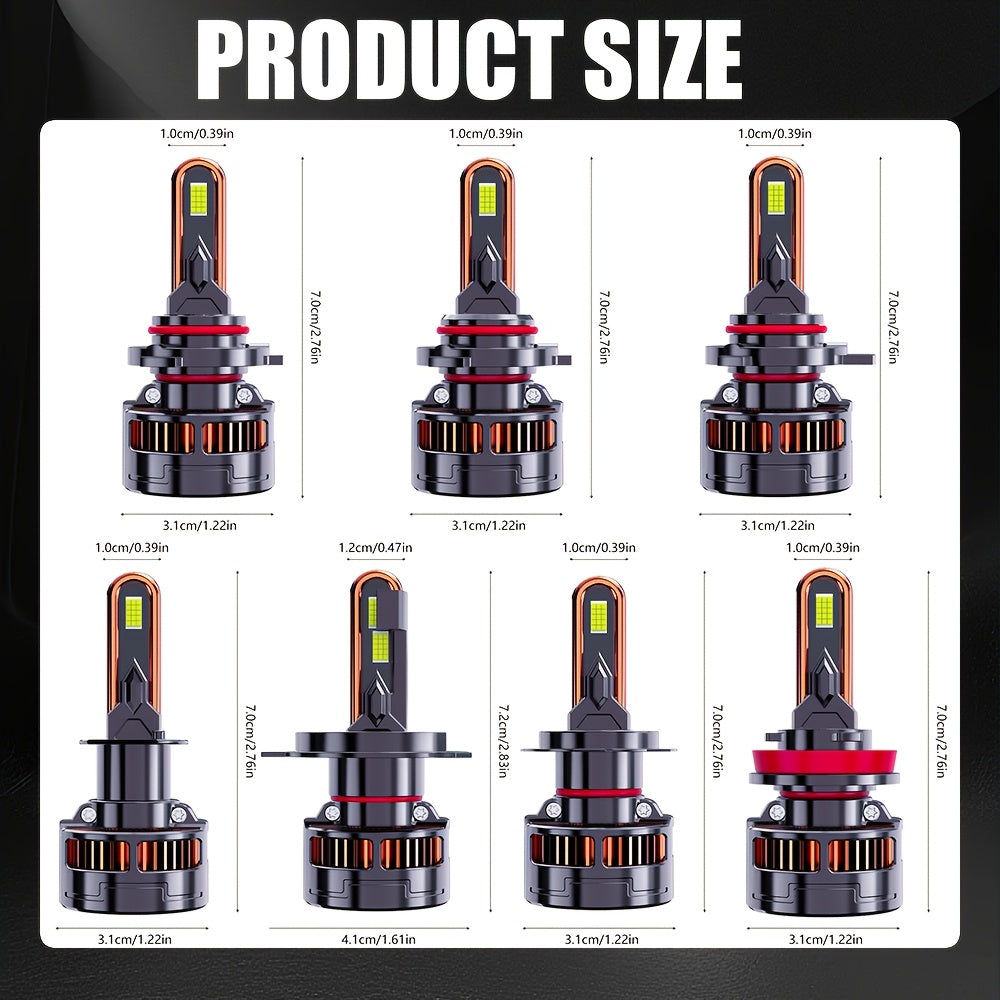 2-Pack H11 Car LED Headlights | 60000Lm, H4/9003/Hb2 H7 H11/H9/H8 H1.9570 Csp Chip, 7500K, 320W, Canbus, 9005/Hb3 9006/H, No Battery Included