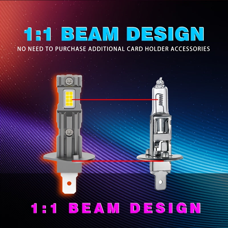 2-Pack H1 H3 LED Car Headlight Combo Kit 6000K Cool White 800% High Brightness LED Low Beam/High Beam 1:1 Mini Size Plug-and-Play High Performance Bulbs Driver Upgrade